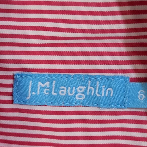 J. McLaughlin Women's SZ 6 Striped Button up Blouse Shirt - Picture 5 of 8